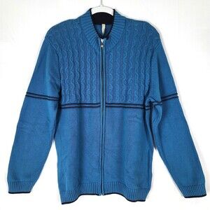 Hanna Andersson Full Zip Sweater Cable Knit Size Mens Large Cotton.